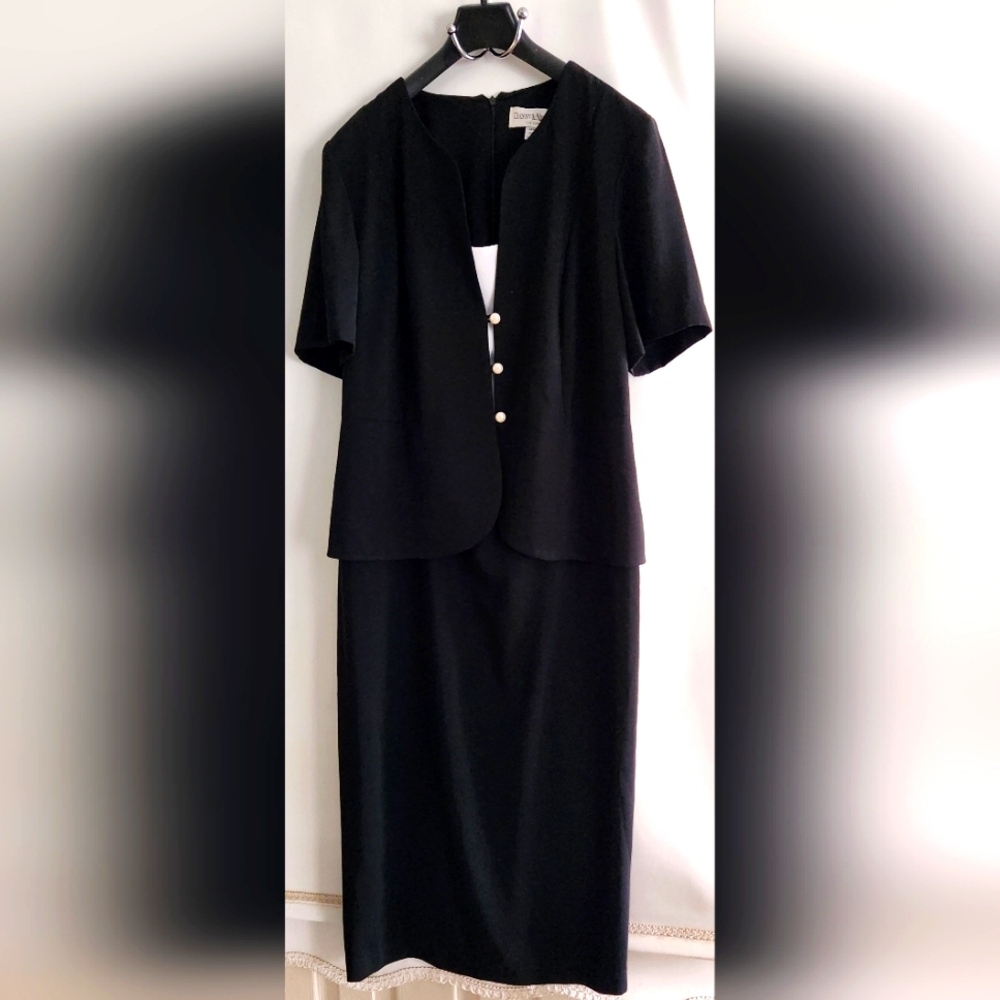 Danny & Nicole 1 Piece Jacket/Dress Women Long Black Size 14W